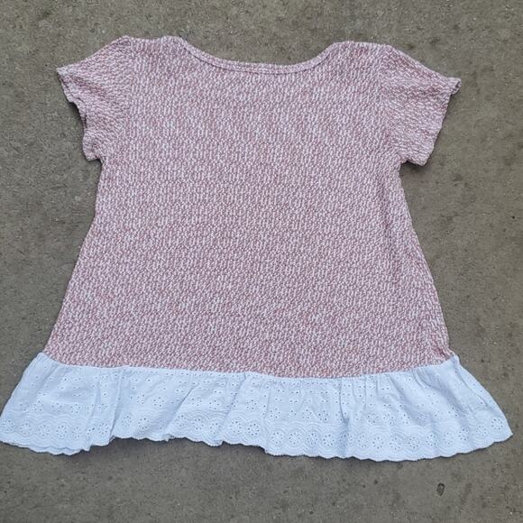 ODDY eyelet trim short sleeve sweater pink medium - Picture 3 of 3